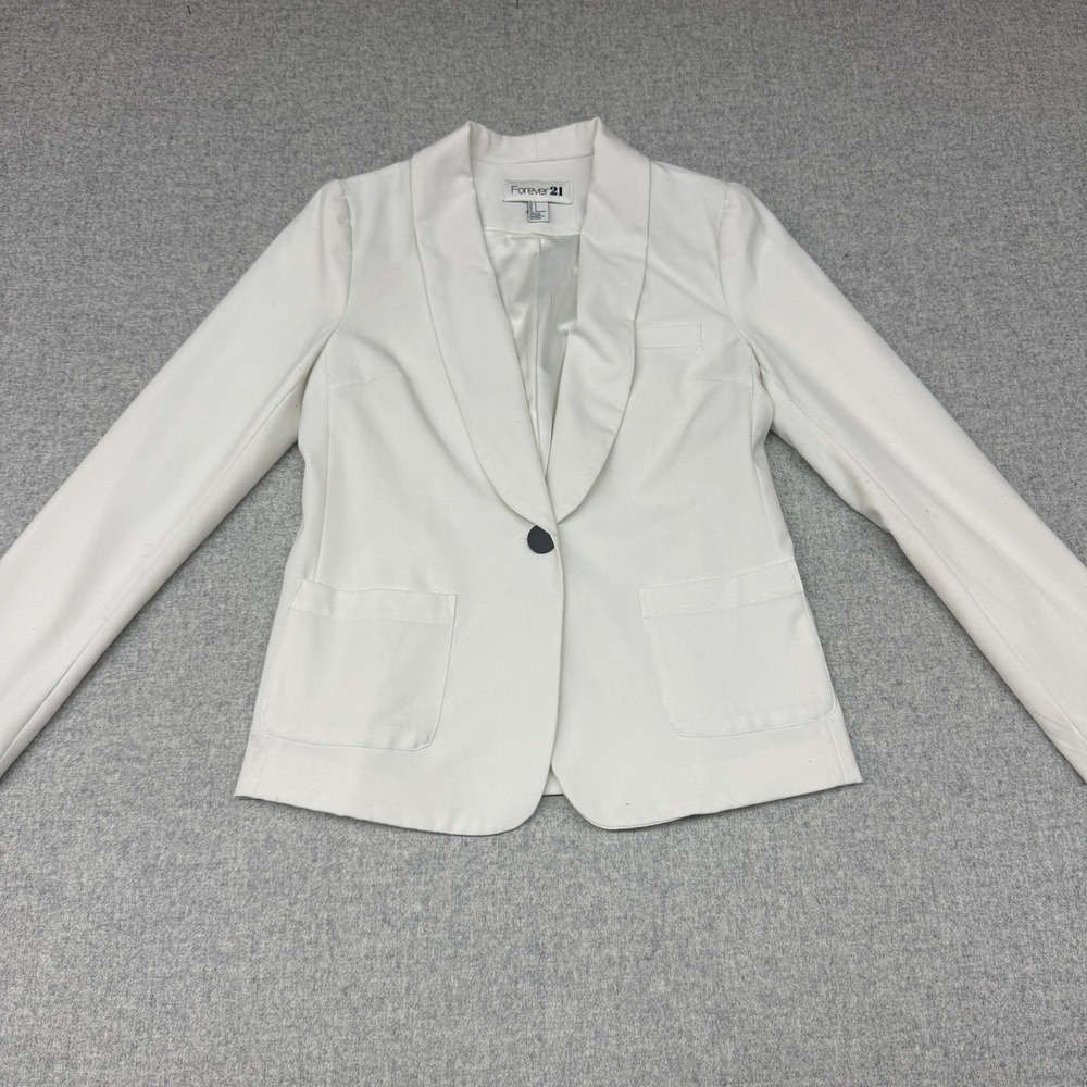 Forever 21 | Blazer | Size S | White | Shawl Collar Single Button Pockets 0197